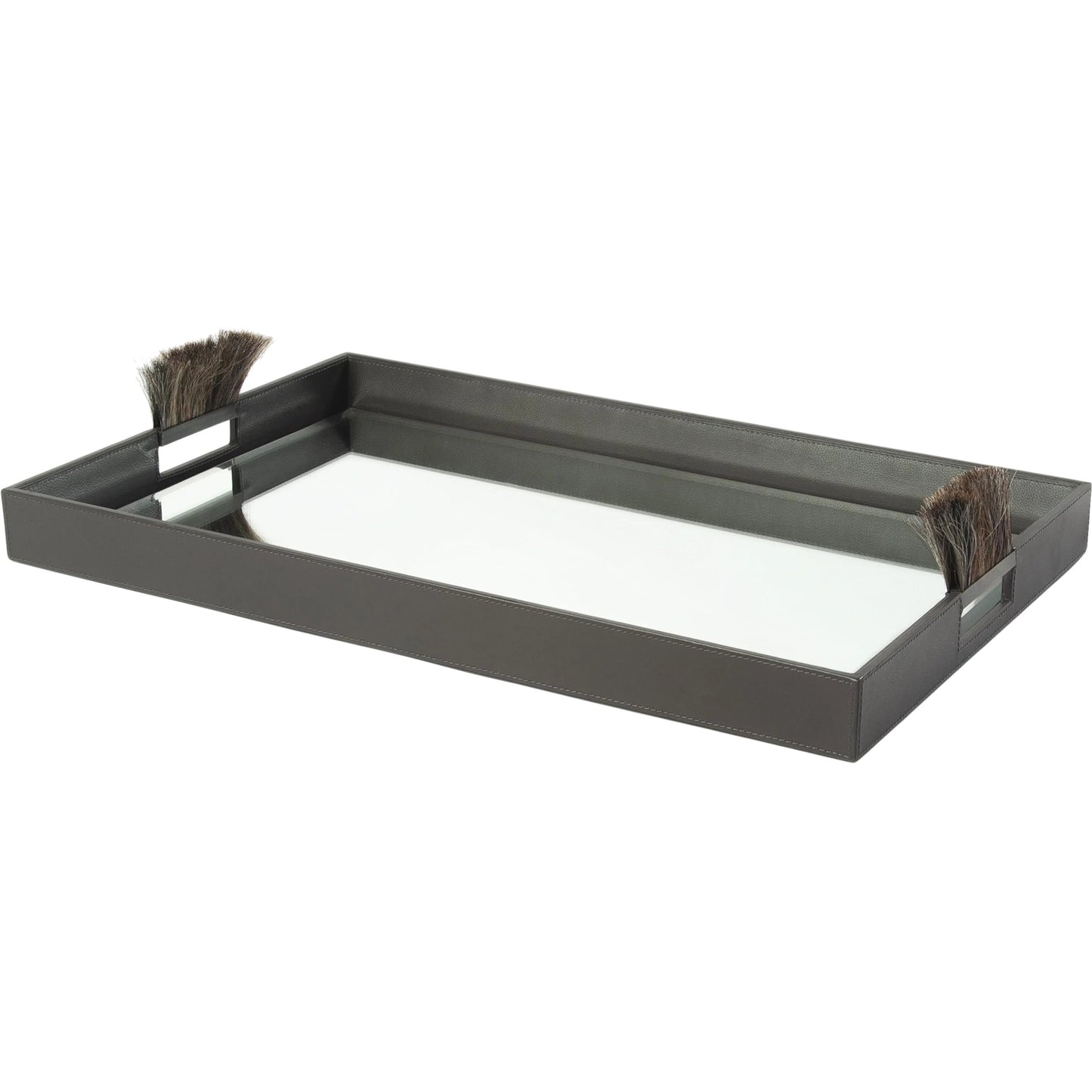 000 SI-2446450 | Primary Silo | Harrington Tray by Global Views. Made from mdf, brass, horse hair, mirror, leather cladding in a traditional style.