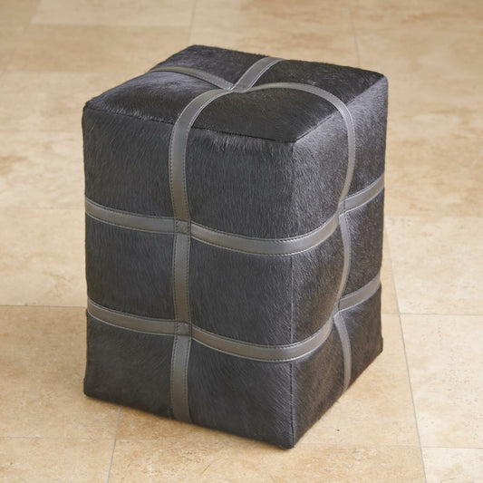 Belted Poof by Global Views. Made from mdf, meranti, leather in a modern style.