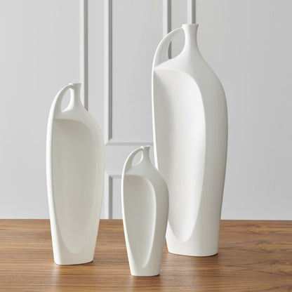 Indentation Vase by Global Views in matte white. Made from ceramic in a modern style.
