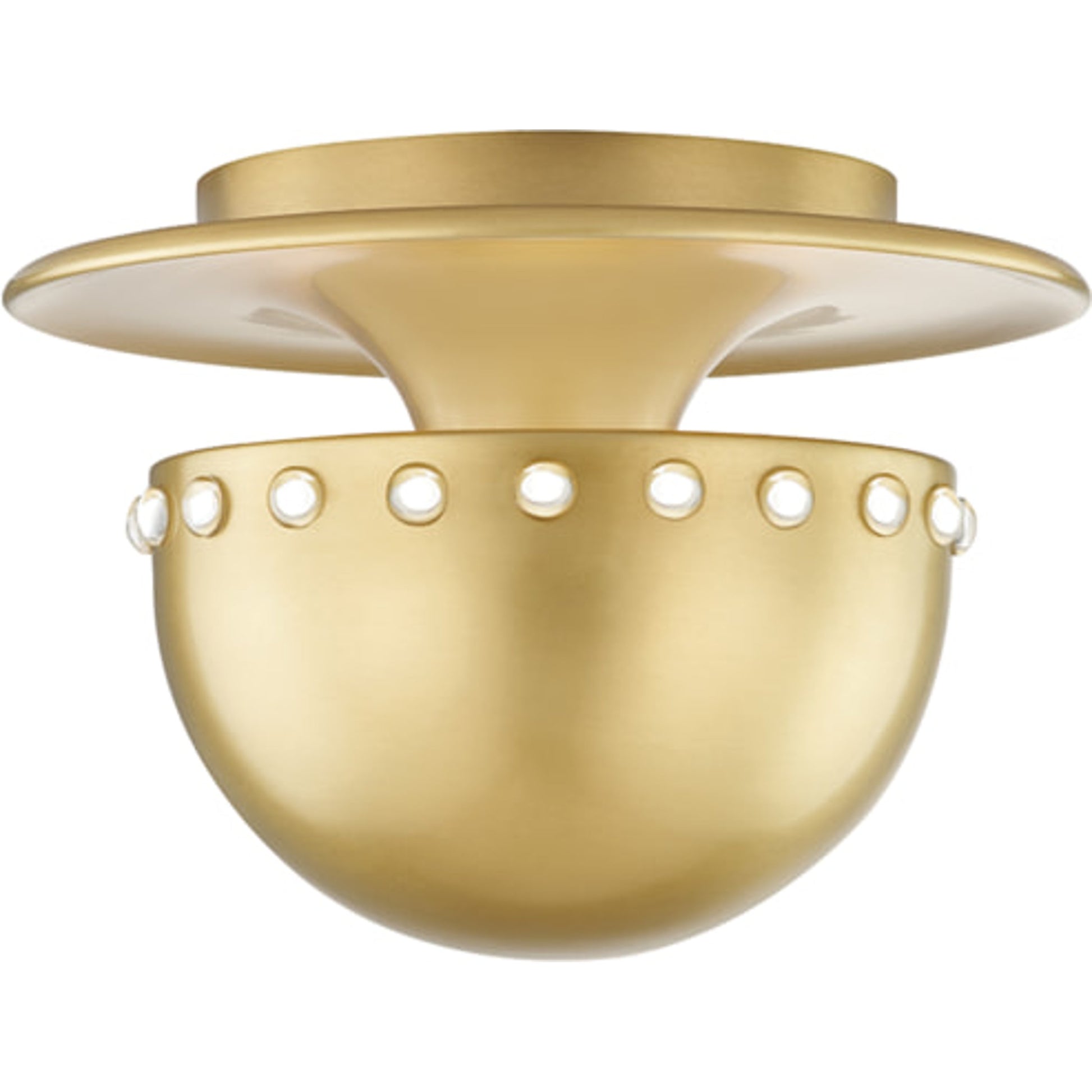 Nash Flush Mount by Hudson Valley in aged brass. Made from steel in a modern style.