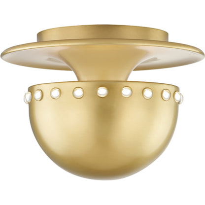 Nash Flush Mount by Hudson Valley in aged brass. Made from steel in a modern style.