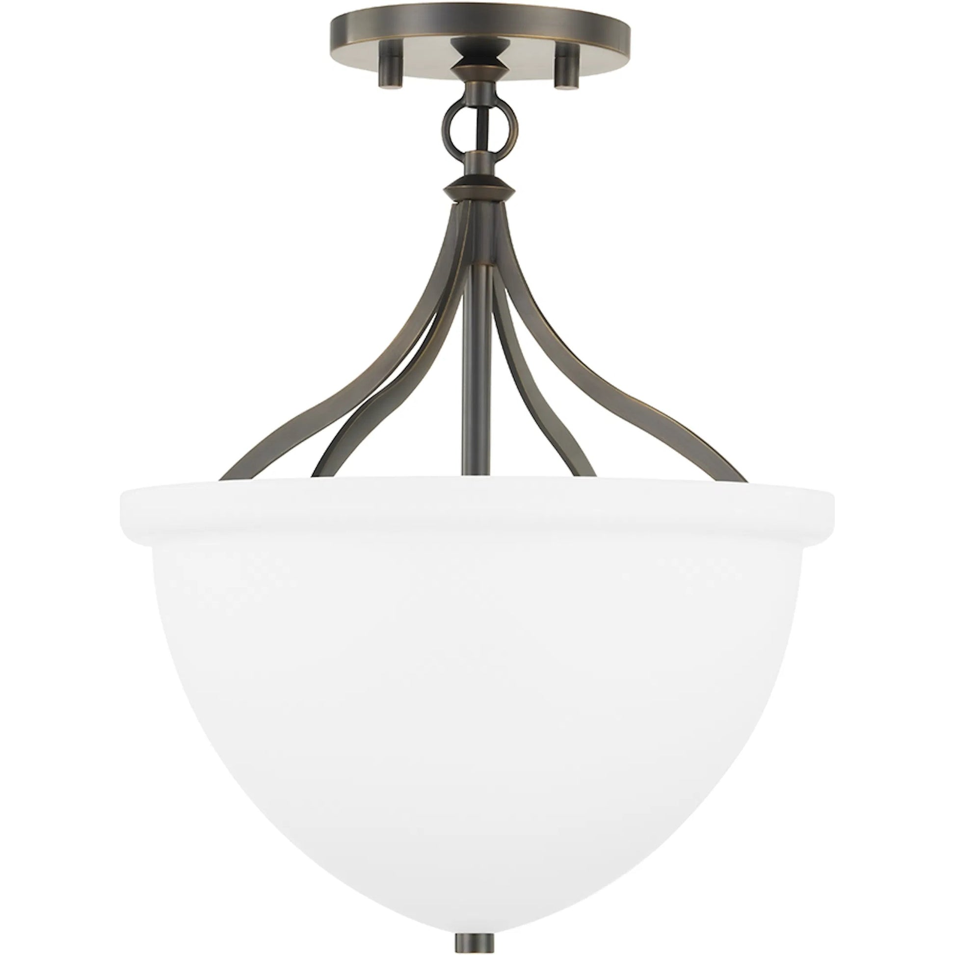 Browne Semi Flush by Hudson Valley in distressed bronze. Made from steel in a traditional style.