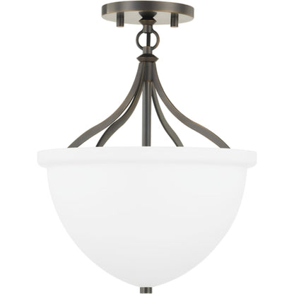 Browne Semi Flush by Hudson Valley in distressed bronze. Made from steel in a traditional style.