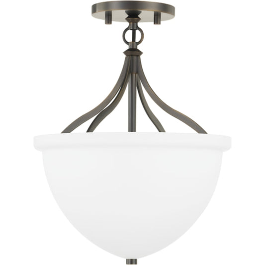 Browne Semi Flush by Hudson Valley in distressed bronze. Made from steel in a traditional style.