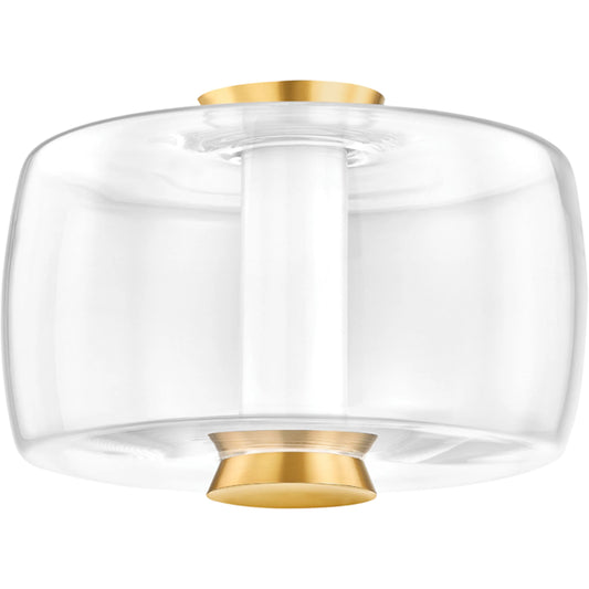Beau Flush Mount by Hudson Valley in aged brass. Made from steel in a unique style.