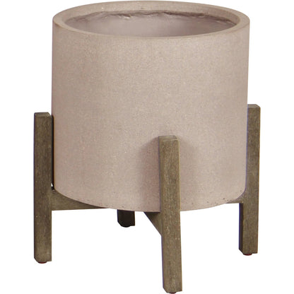 Patio Round Small Standing Pot by LH Imports in distressed brown. Made from unique in a modern style.