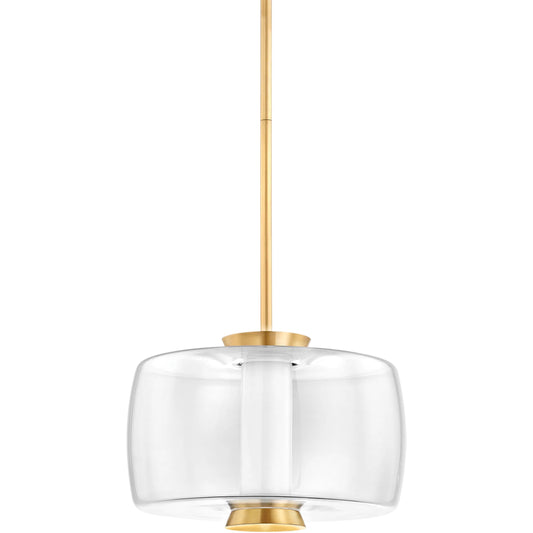 Beau Pendant by Hudson Valley in aged brass. Made from steel in a unique style.