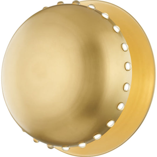 Nash Flush Mount by Hudson Valley in aged brass. Made from steel in a modern style.
