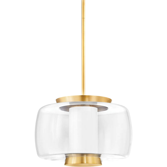 Beau Pendant by Hudson Valley in aged brass. Made from steel in a unique style.
