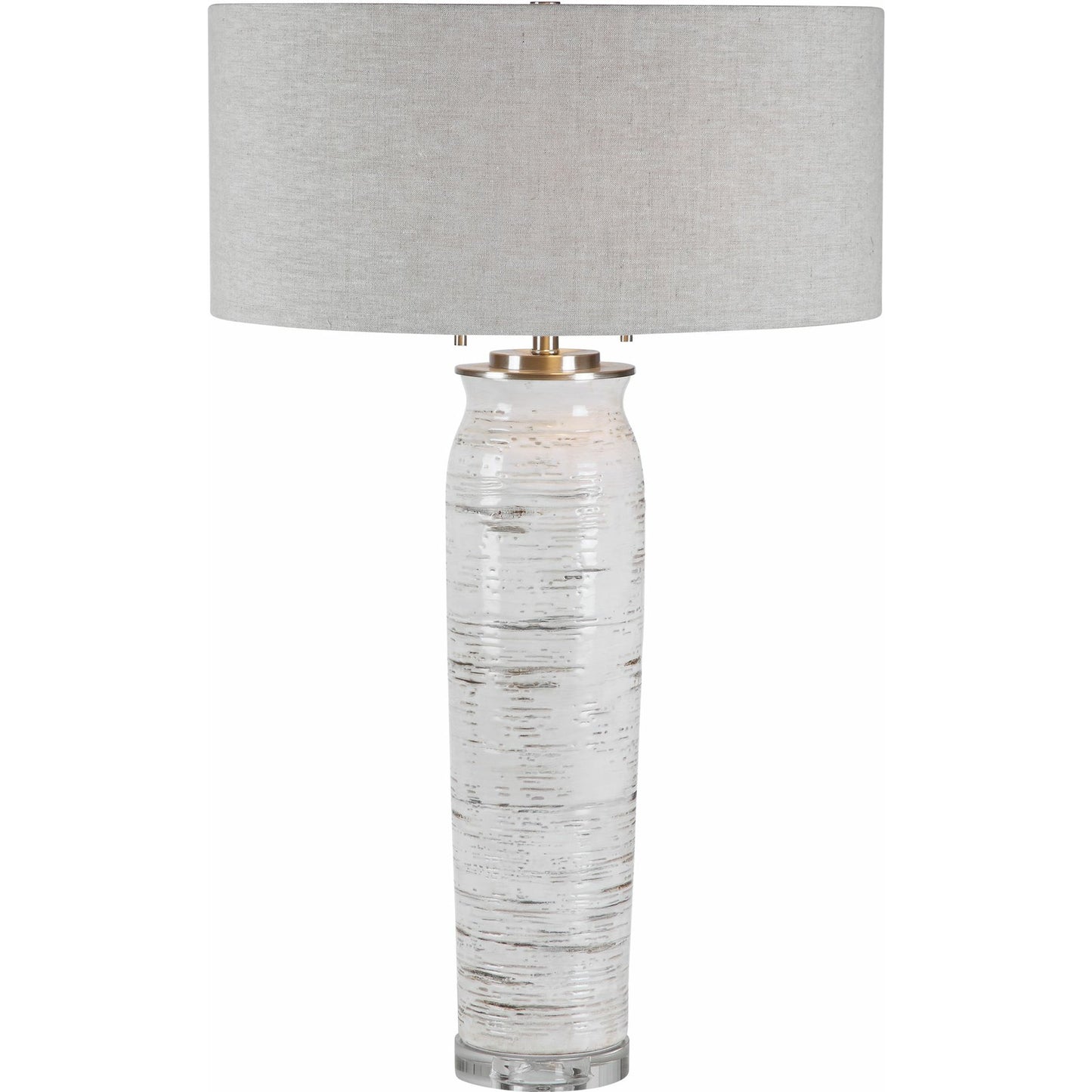 000 SR-766776 | Primary Silo | Lenta Table Lamp by Uttermost in white. Made from ceramic, iron, crystal in a transitional style.