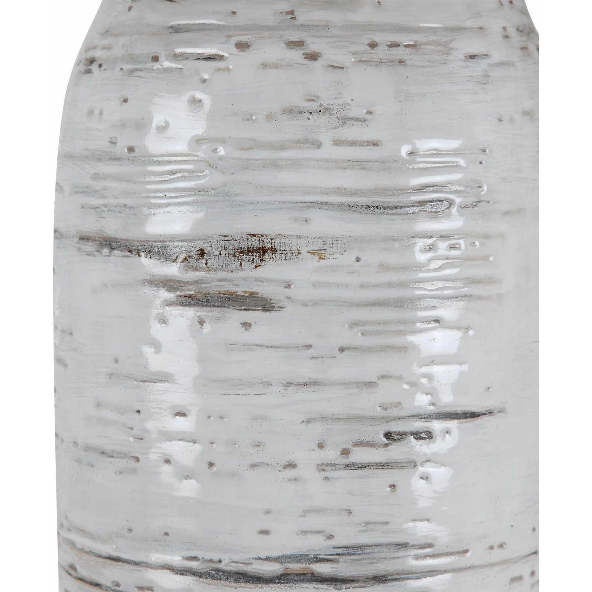 Lenta Table Lamp by Uttermost in white. Made from ceramic, iron, crystal in a transitional style.