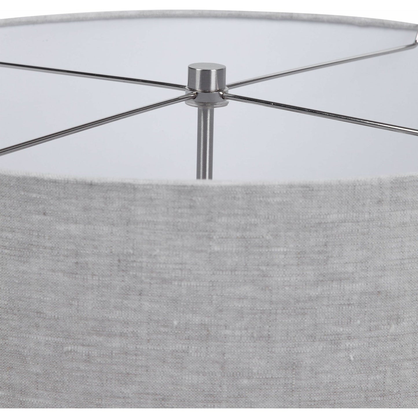 004 SR-766776 | Closeup | Lenta Table Lamp by Uttermost in white. Made from ceramic, iron, crystal in a transitional style.