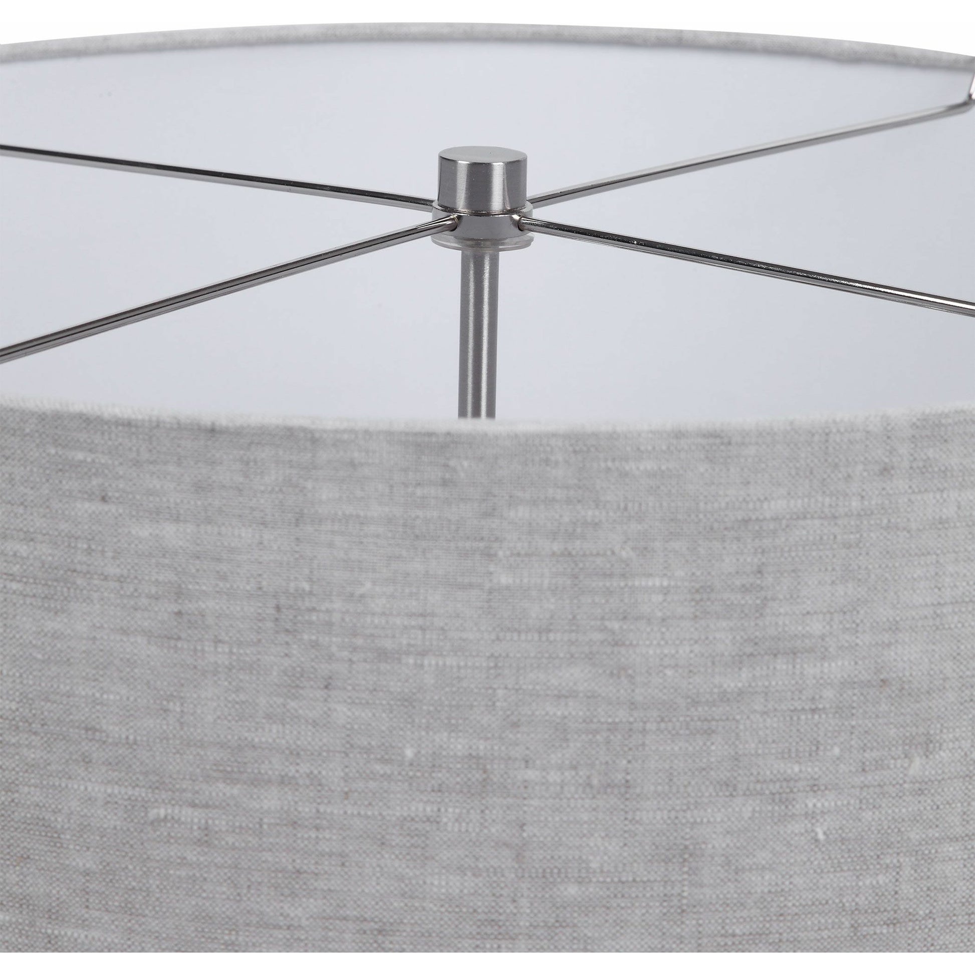 Lenta Table Lamp by Uttermost in white. Made from ceramic, iron, crystal in a transitional style.