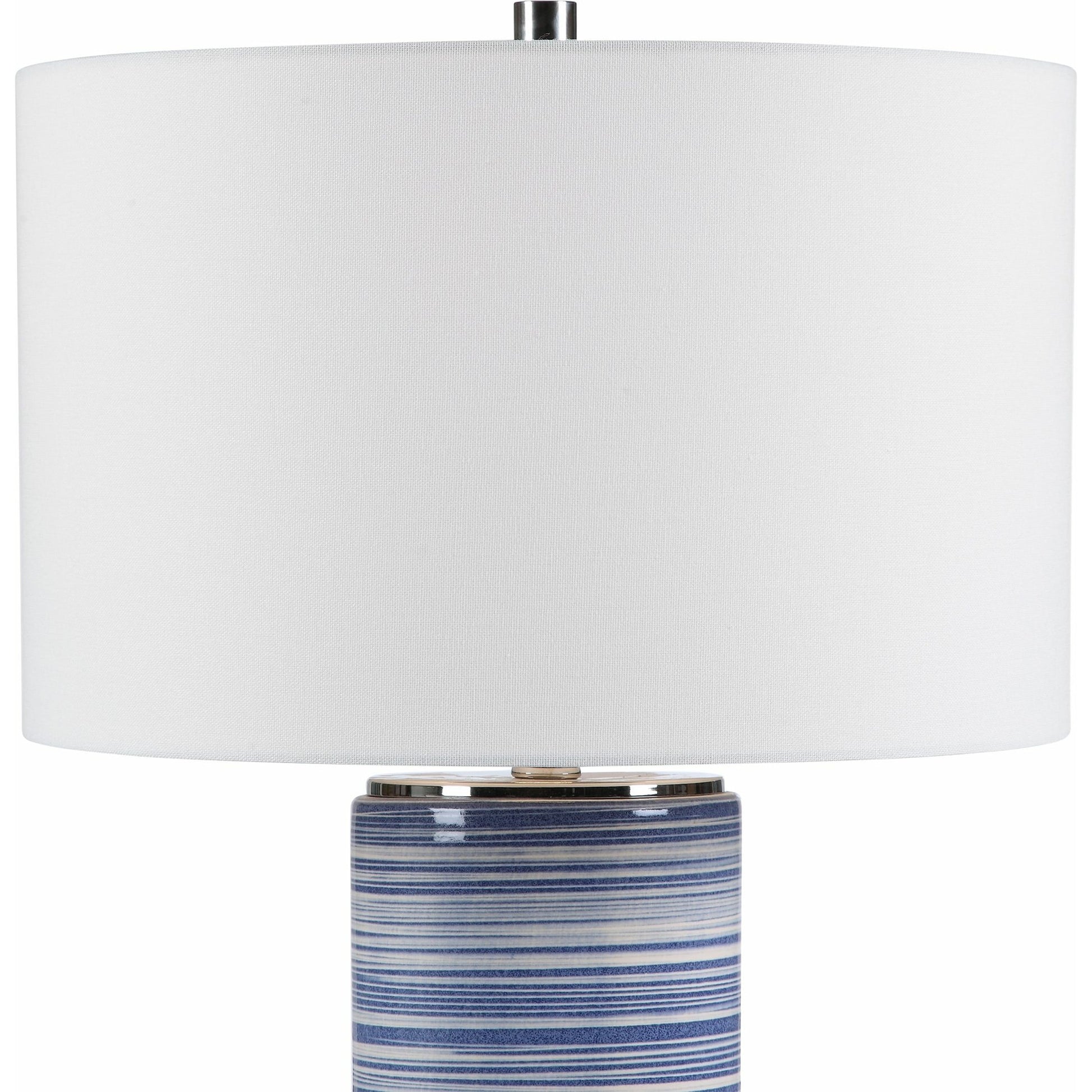 Montauk Striped Table Lamp by Uttermost. Made from ceramic, steel, fabric in a coastal style.