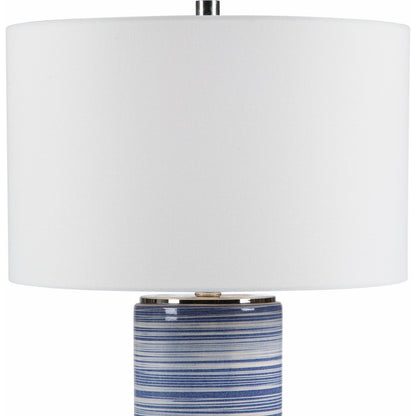 Montauk Striped Table Lamp by Uttermost. Made from ceramic, steel, fabric in a coastal style.