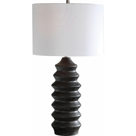 Mendocino Modern Table Lamp by Uttermost. Made from wood, steel, fabric in a modern style.