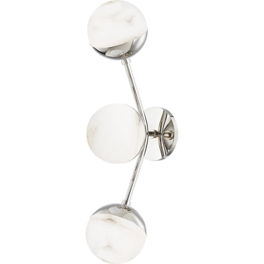 Saratoga I Wall Sconce by Hudson Valley in polished nickel. Made from steel in a modern style.