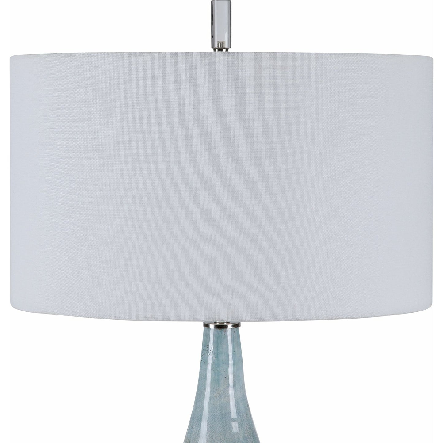 002 SR-766796 | Closeup | Rialta Coastal Table Lamp by Uttermost. Made from steel, ceramic, crystal in a coastal style.