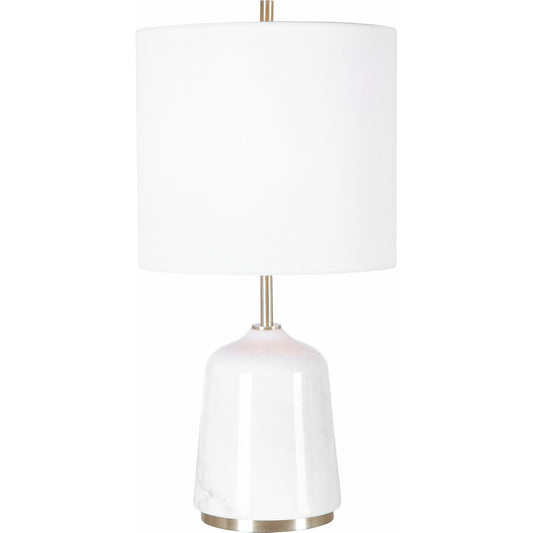 Eloise Table Lamp by Uttermost in white. Made from marble, steel, fabric in a modern style.