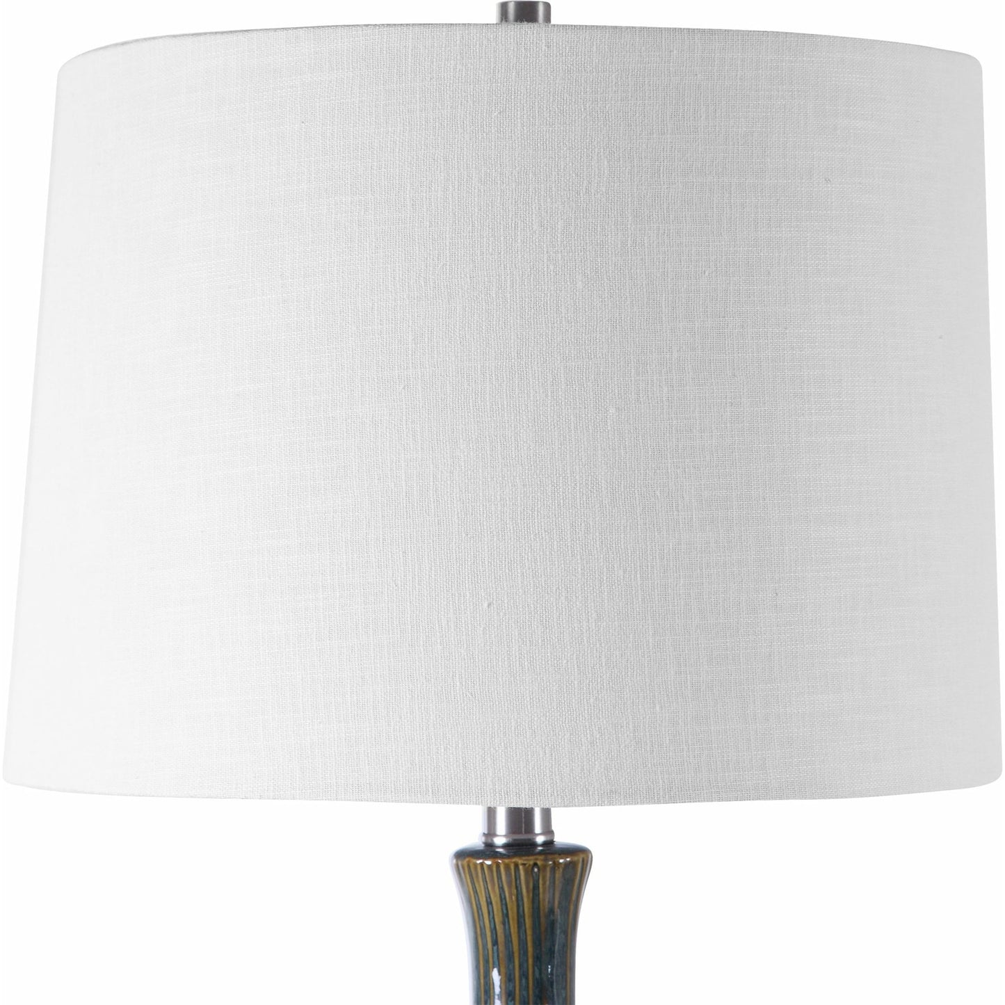 002 SR-766810 | Closeup | Eichler Mid-Century Table Lamp by Uttermost. Made from ceramic, fabric, iron in a coastal style.