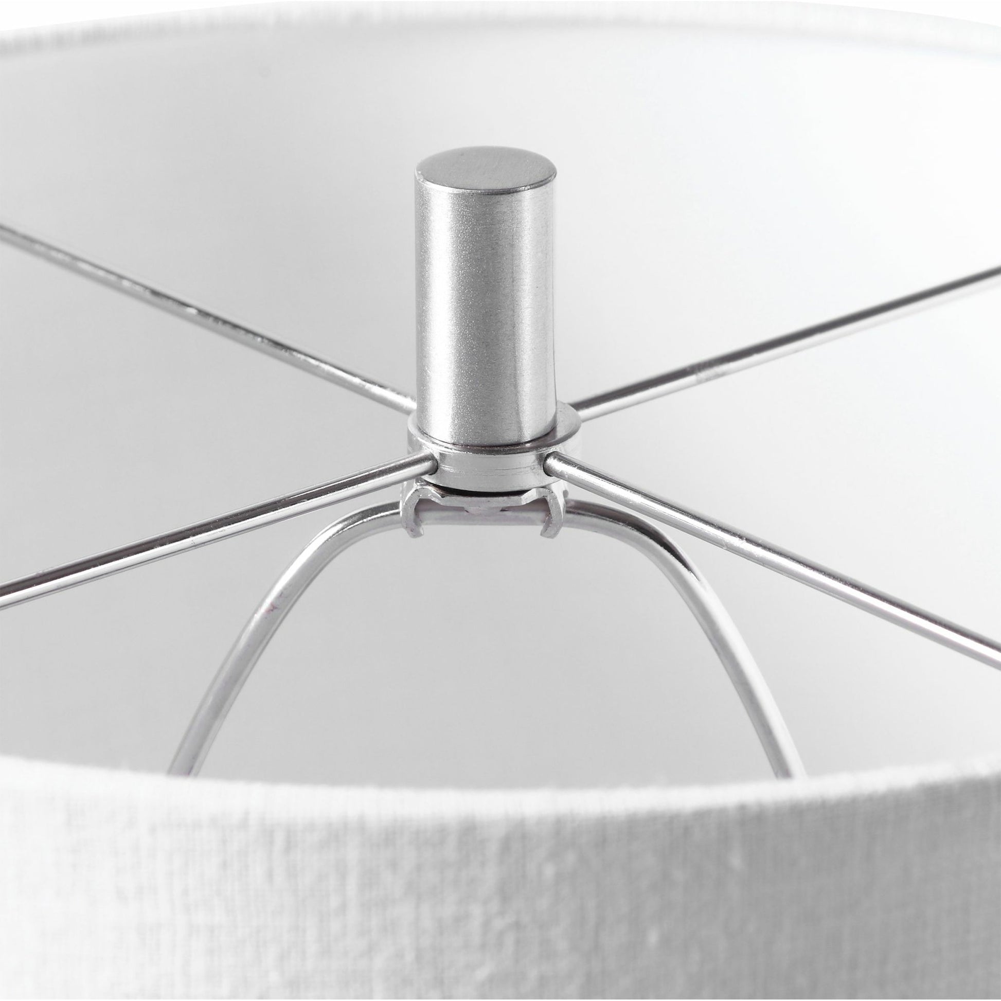 Eichler Mid-Century Table Lamp by Uttermost. Made from ceramic, fabric, iron in a coastal style.