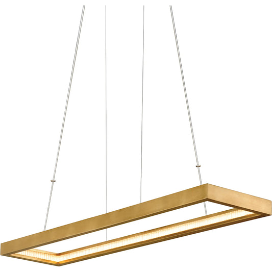 Jasmine Linear Chandelier by Corbett in gold leaf. Made from hand crafted iron in a unique style.