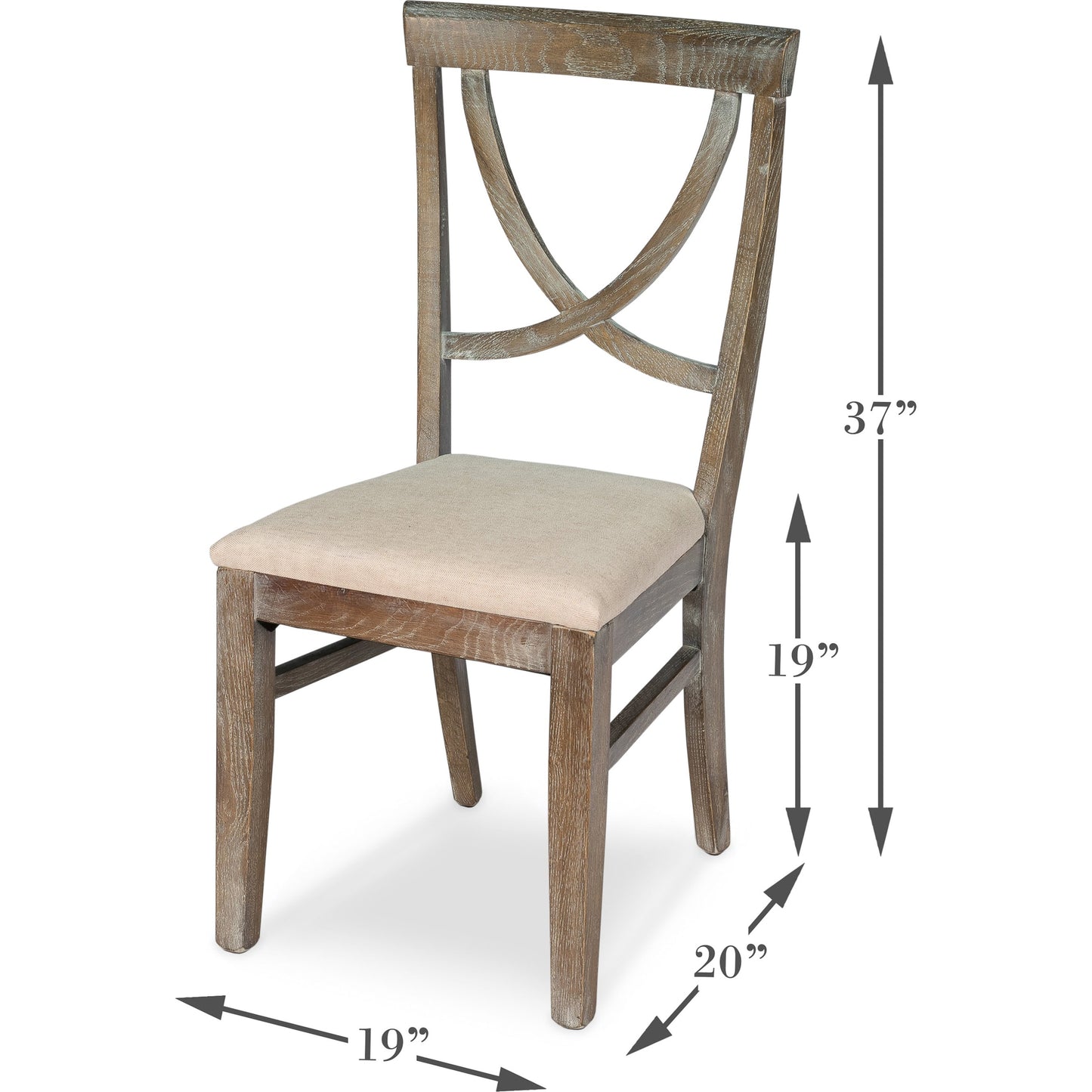 006 SR-857911 | Additional Silo | Monet's Chair (Set of 2) by Sarreid Ltd. in beige. Made from ash, linen in a cottage & farmhouse style.