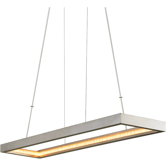 Jasmine I Linear Chandelier by Corbett in silver leaf. Made from hand crafted iron, aluminum in a modern style.