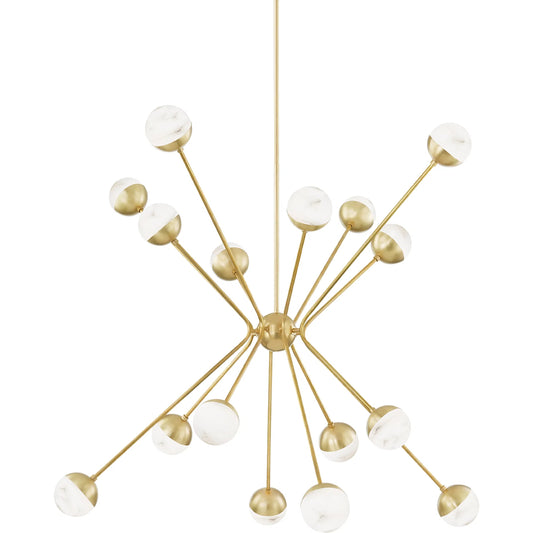 Saratoga 16 Light Chandelier by Hudson Valley in aged brass. Made from steel in a modern style.