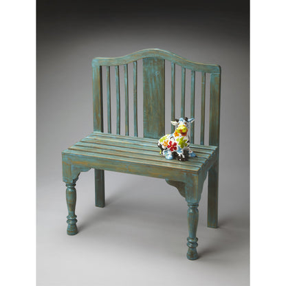 Roseland Bench by Butler Specialty Company in blue and heritage. Made from wood in a coastal style.