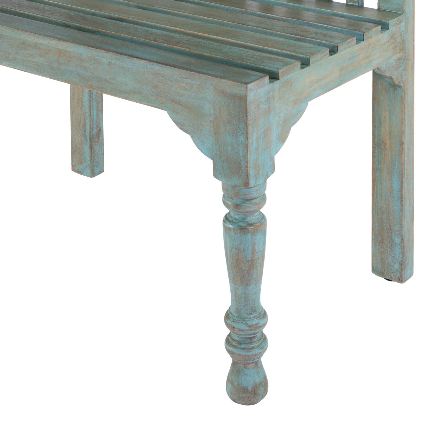 012 O-BUTLER-2853070 | Closeup | Roseland Bench by Butler Specialty Company in blue and heritage. Made from wood in a coastal style.