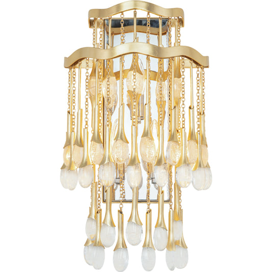 Kiara 3 Light Wall Sconce by Corbett in gold leaf. Made from hand crafted iron in a transitional style.