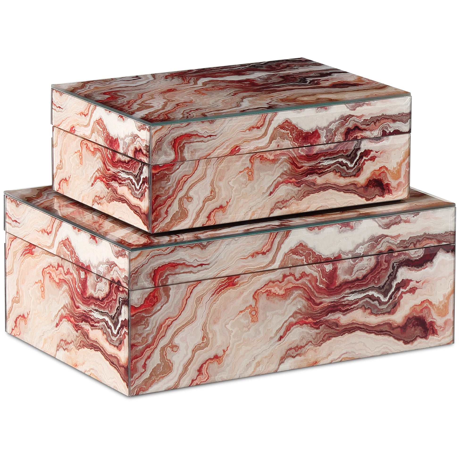 Interstellar Box Set by Currey and Company in dark green. Made from glass, paper, engineered wood in a modern style.