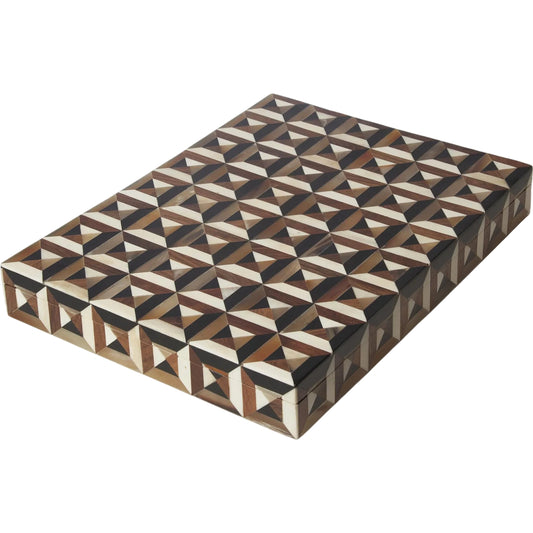 001 SI-2446005 | Primary Silo | Triangle Marquetry Box by Global Views in natural. Made from mdf teak wood, bone, resin, teak in a unique style.
