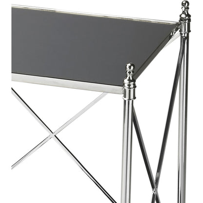 Deidre End Table by Butler Specialty Company in multi-color and nickel. Made from iron, glass, aluminum in a modern style.