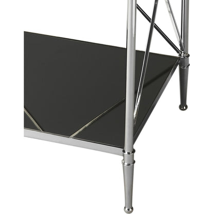 Deidre End Table by Butler Specialty Company in multi-color and nickel. Made from iron, glass, aluminum in a modern style.