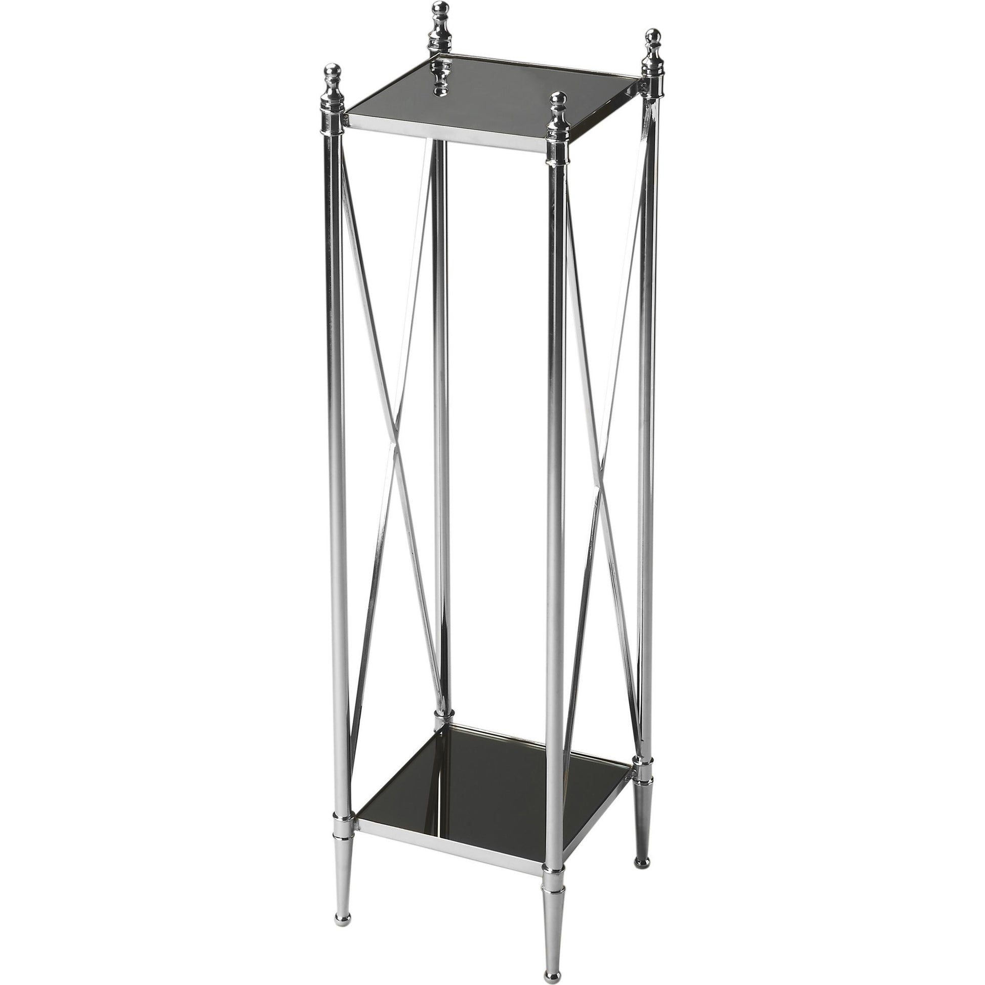 Pedestal Plant Stand by Butler Specialty Company in multi-color and nickel. Made from iron, aluminum, glass in a modern style.