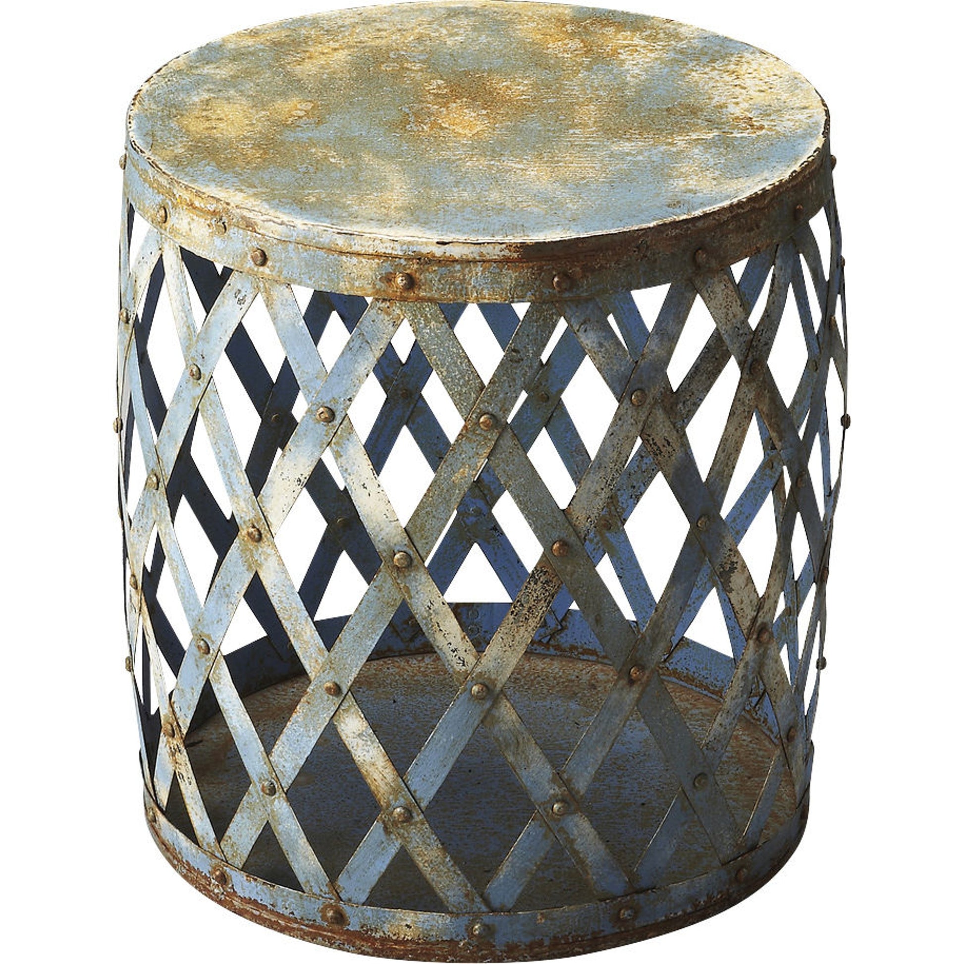 Bangor Side Table by Butler Specialty Company in blue and artifacts. Made from iron in a modern style.
