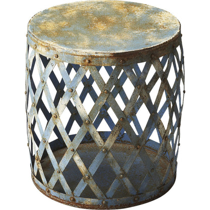 Bangor Side Table by Butler Specialty Company in blue and artifacts. Made from iron in a modern style.