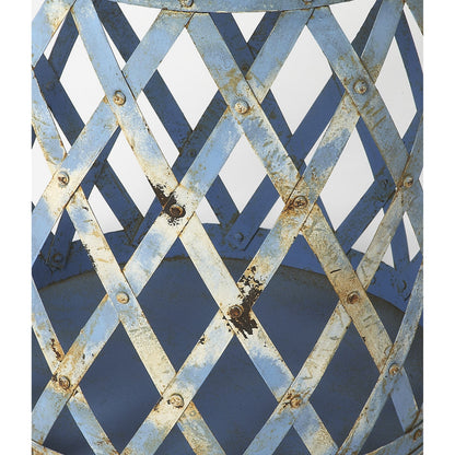 Bangor Side Table by Butler Specialty Company in blue and artifacts. Made from iron in a modern style.