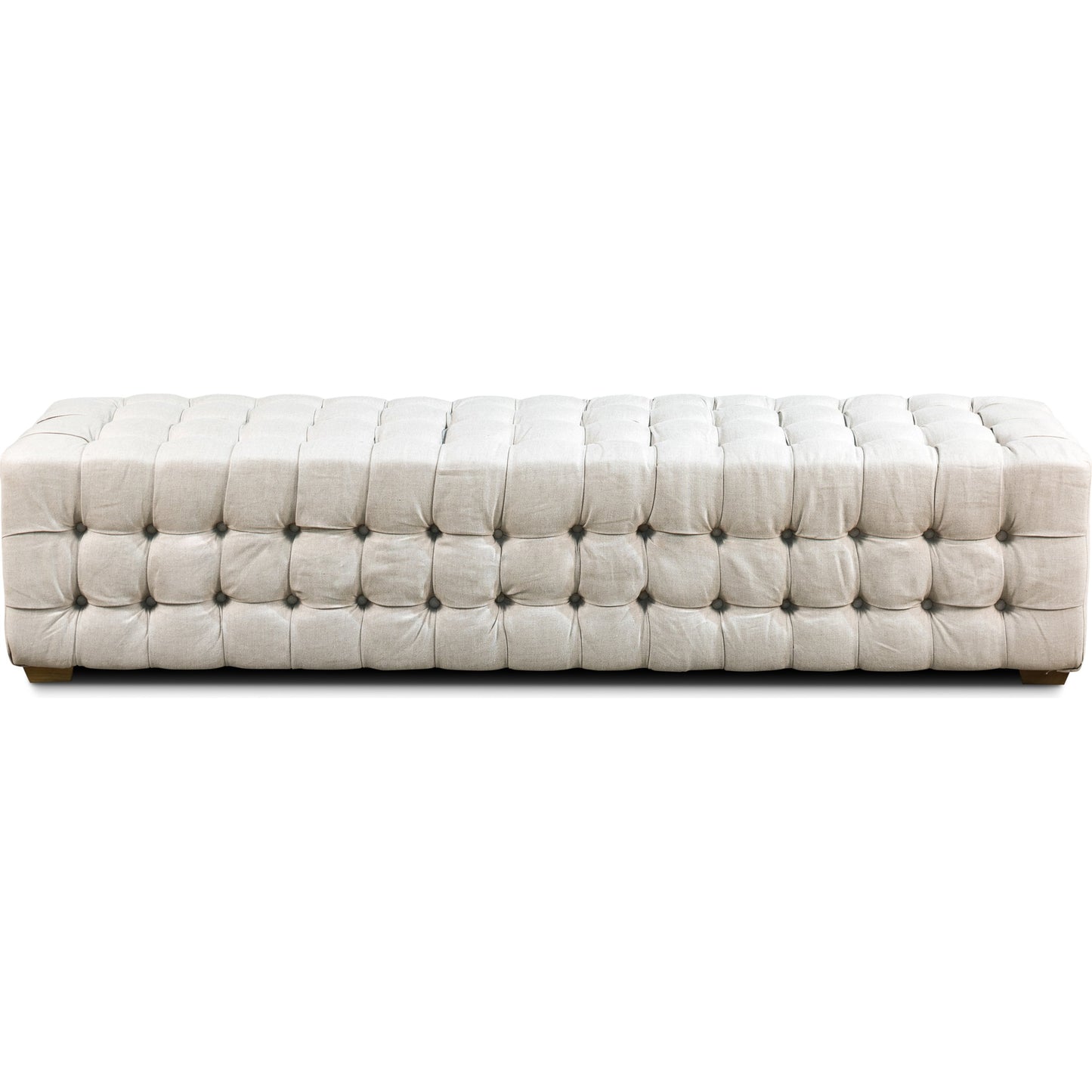 003 S-242849 | Additional Silo | Tufted Bench by Sarreid Ltd. in beige and beige linen. Made from oak, linen in a cottage & farmhouse style.