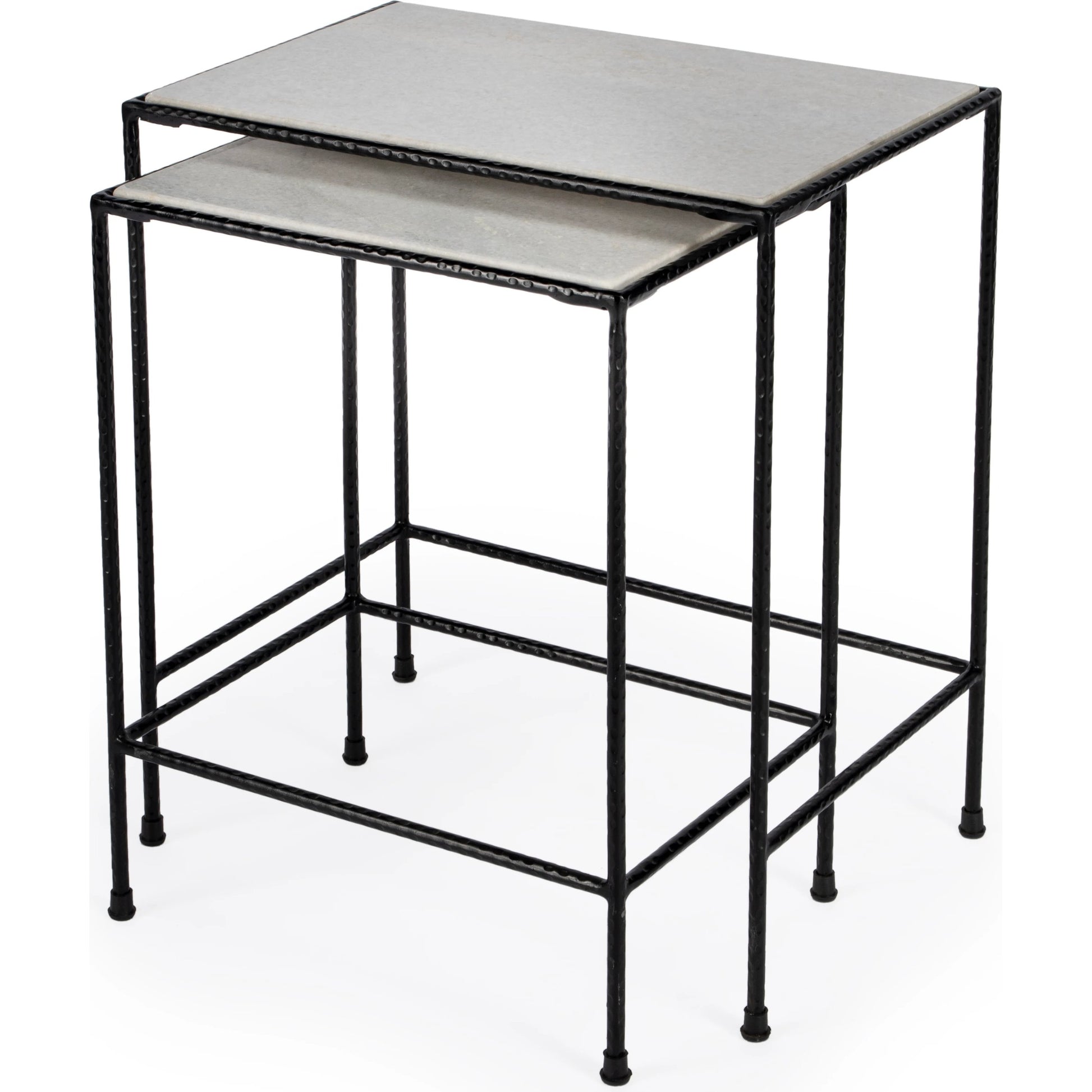 Carrera Marble Nesting Tables by Butler Specialty Company in multi-color and metalworks. Made from iron, marble in a modern style.