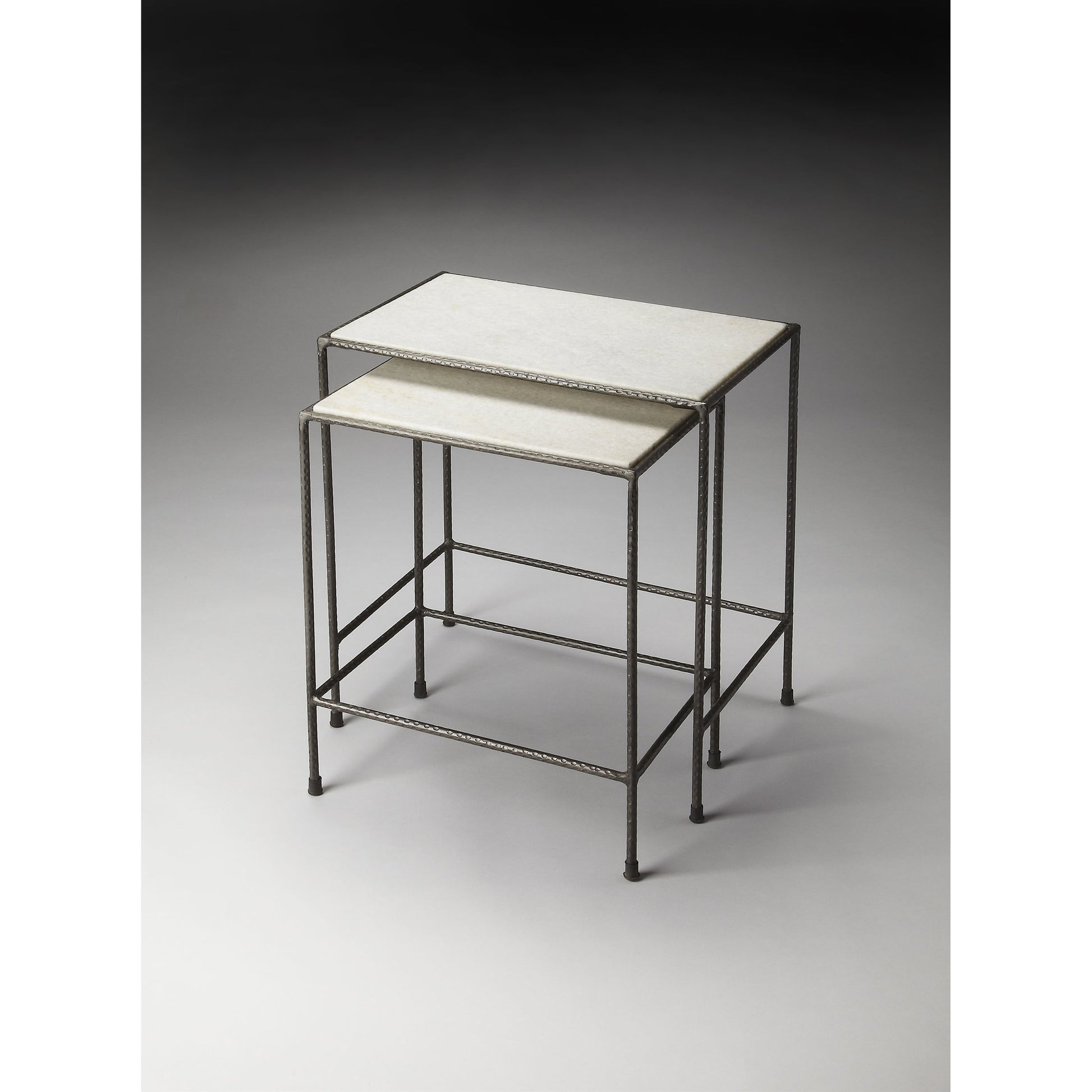 Carrera Marble Nesting Tables by Butler Specialty Company in multi-color and metalworks. Made from iron, marble in a modern style.