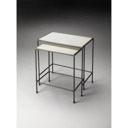 Carrera Marble Nesting Tables by Butler Specialty Company in multi-color and metalworks. Made from iron, marble in a modern style.