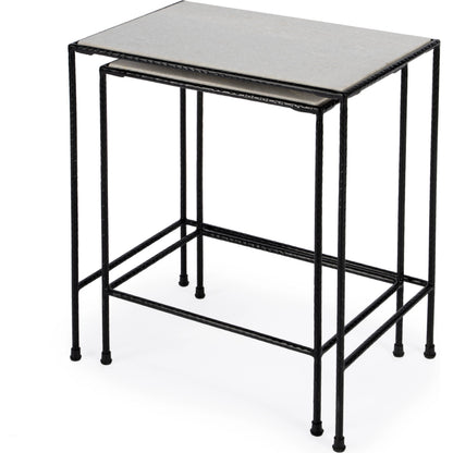 Carrera Marble Nesting Tables by Butler Specialty Company in multi-color and metalworks. Made from iron, marble in a modern style.