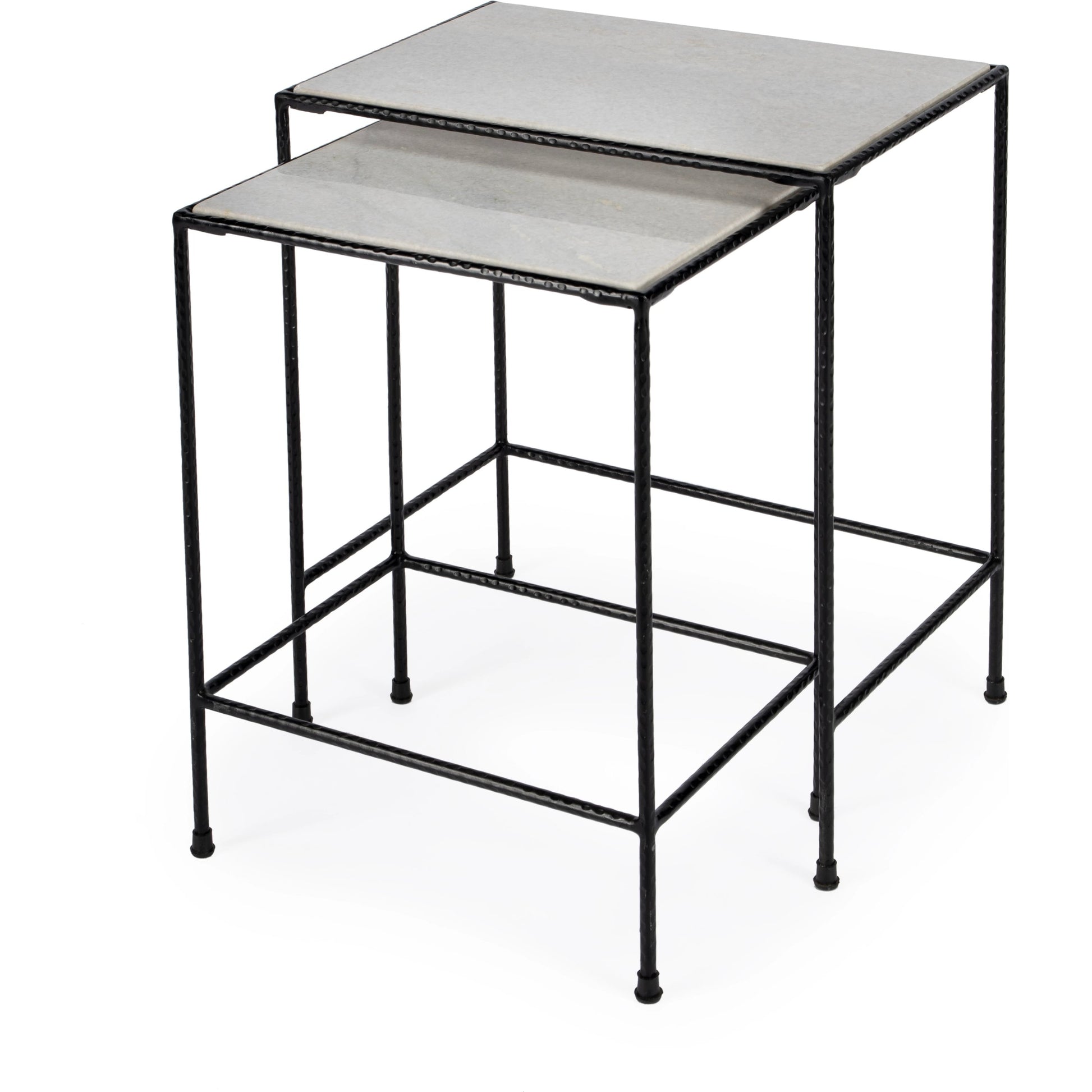 Carrera Marble Nesting Tables by Butler Specialty Company in multi-color and metalworks. Made from iron, marble in a modern style.