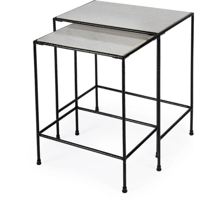 Carrera Marble Nesting Tables by Butler Specialty Company in multi-color and metalworks. Made from iron, marble in a modern style.