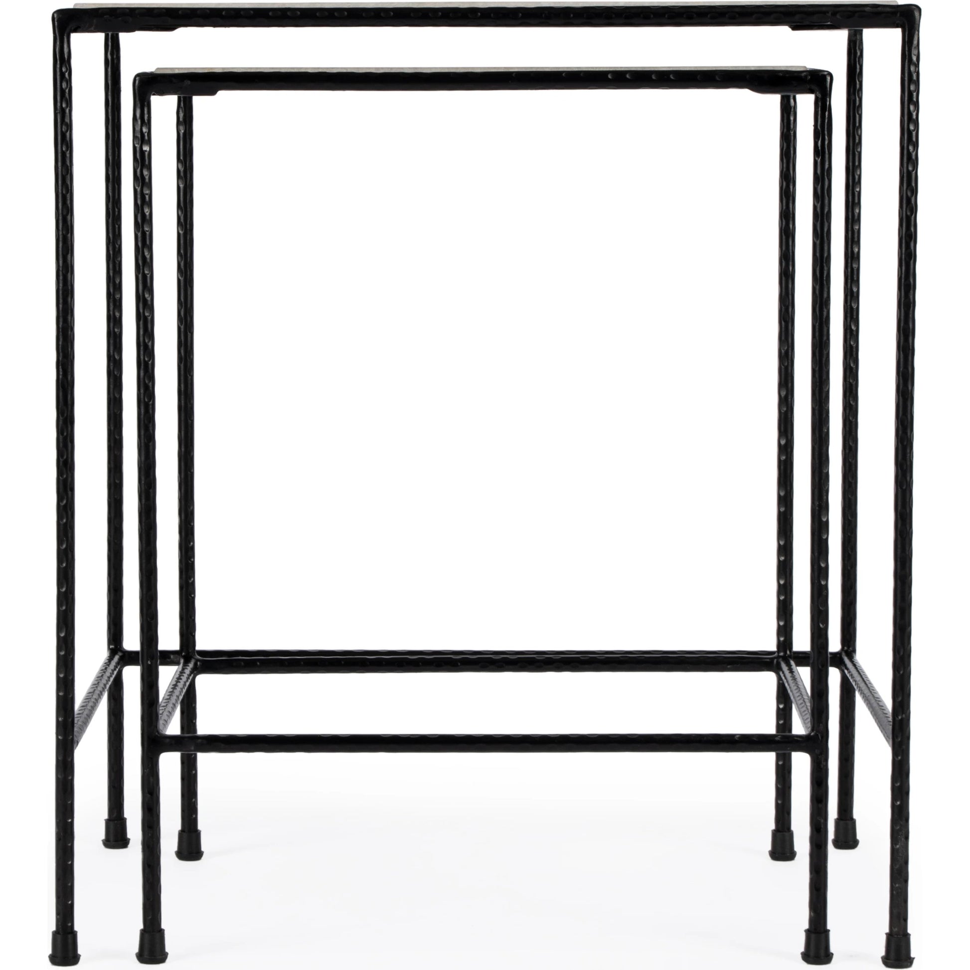 Carrera Marble Nesting Tables by Butler Specialty Company in multi-color and metalworks. Made from iron, marble in a modern style.