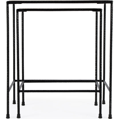 Carrera Marble Nesting Tables by Butler Specialty Company in multi-color and metalworks. Made from iron, marble in a modern style.