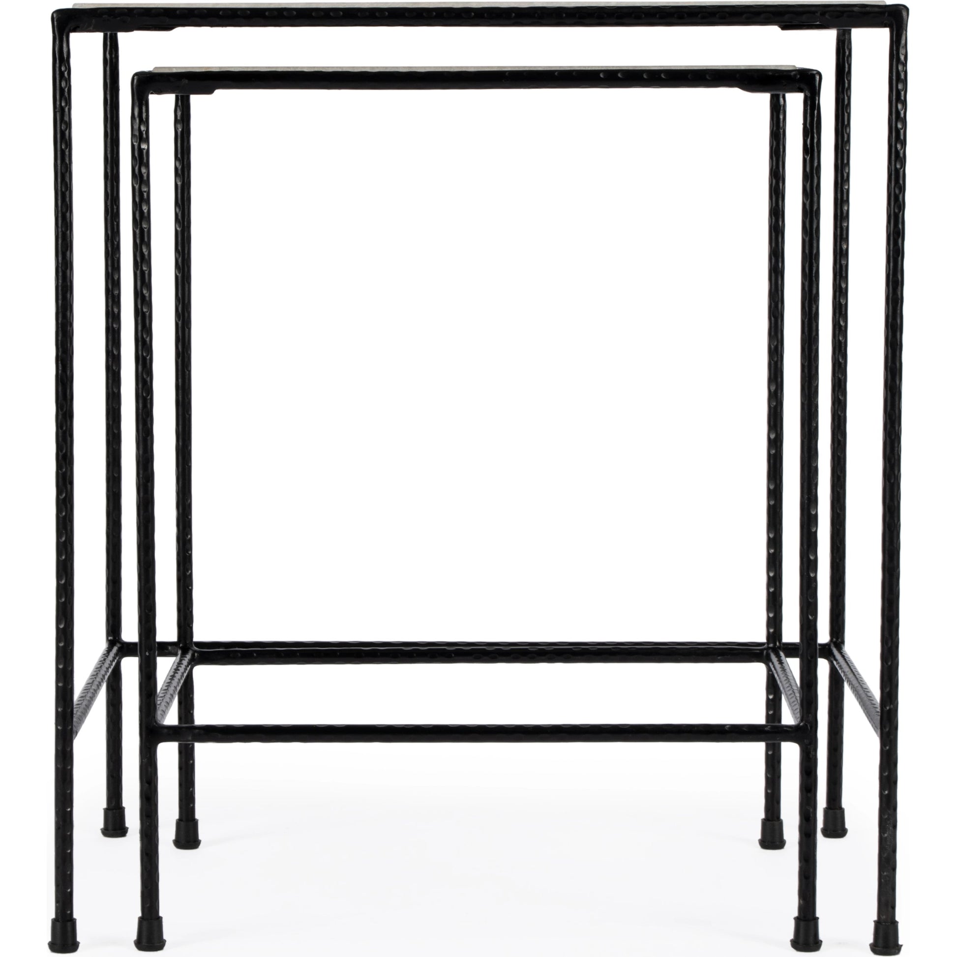 Carrera Marble Nesting Tables by Butler Specialty Company in multi-color and metalworks. Made from iron, marble in a modern style.